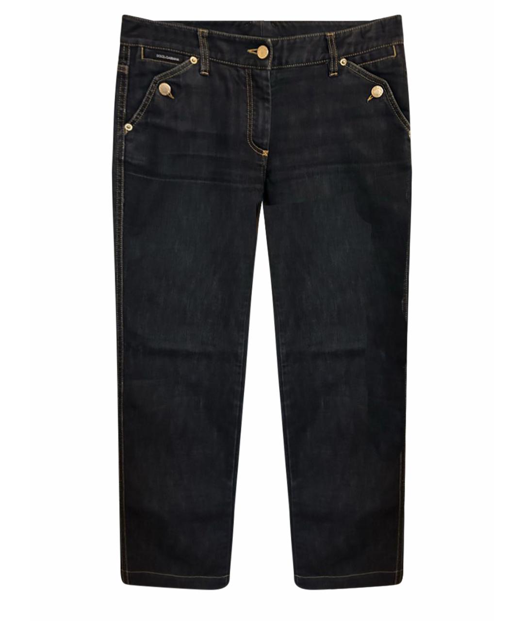 DOLCE&GABBANA Темно-синие хлопко-эластановые прямые джинсы, фото 1