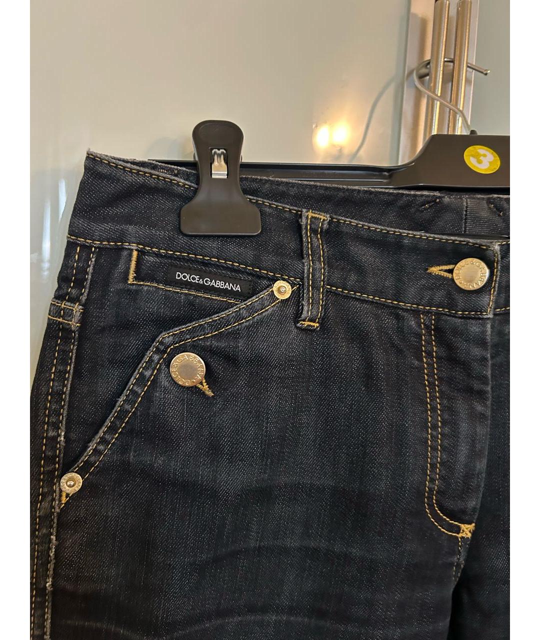 DOLCE&GABBANA Темно-синие хлопко-эластановые прямые джинсы, фото 3