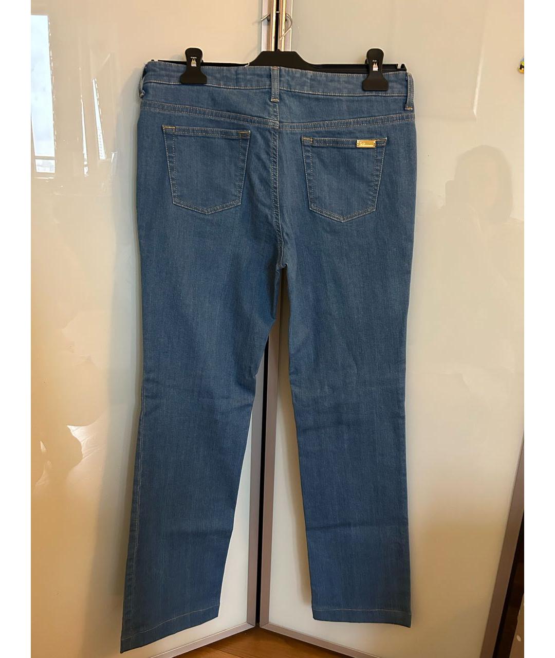 BLUMARINE Синие хлопко-эластановые прямые джинсы, фото 2