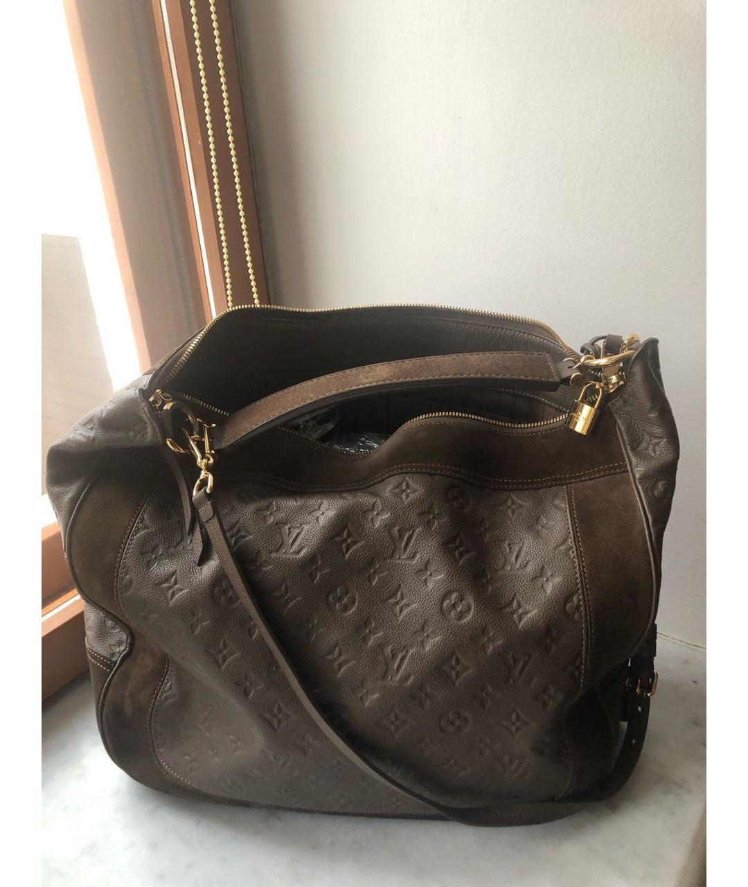 LOUIS VUITTON Коричневая кожаная сумка через плечо, фото 9