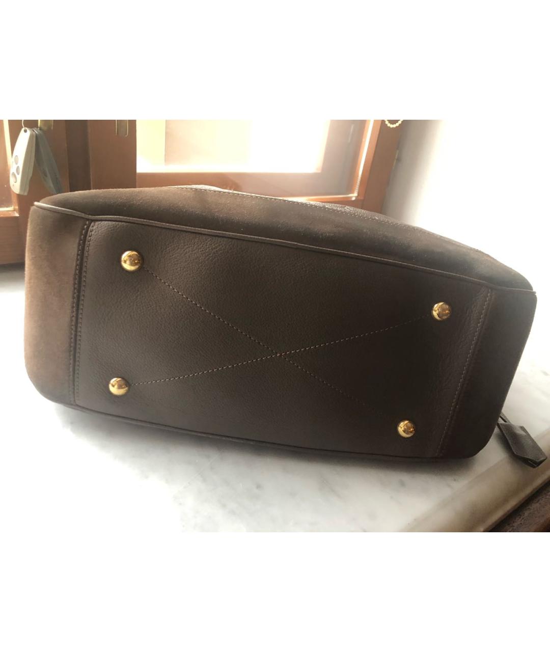 LOUIS VUITTON Коричневая кожаная сумка через плечо, фото 5
