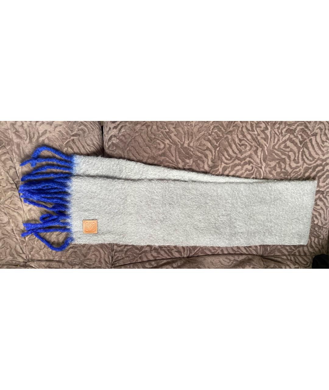 LOEWE Серый шерстяной шарф, фото 3