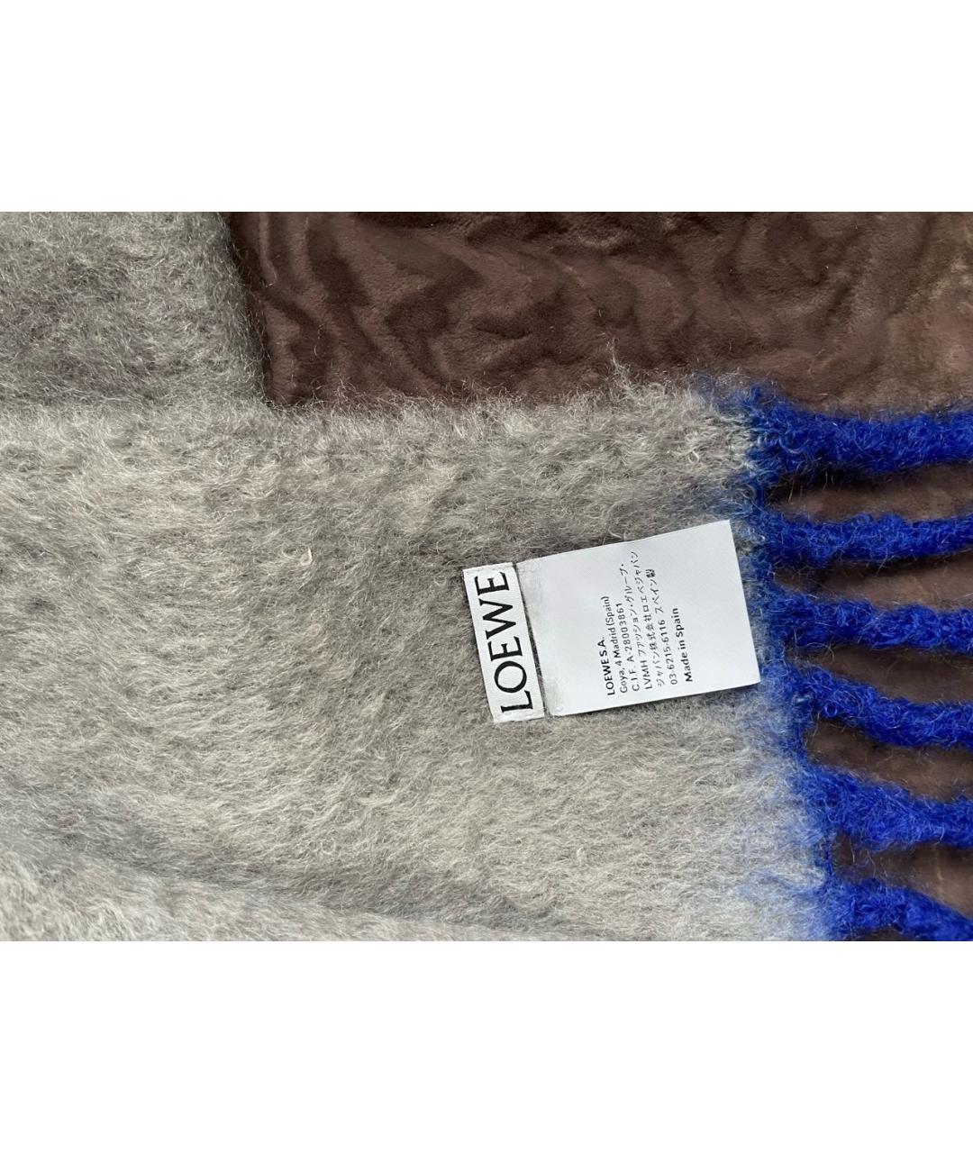 LOEWE Серый шерстяной шарф, фото 7