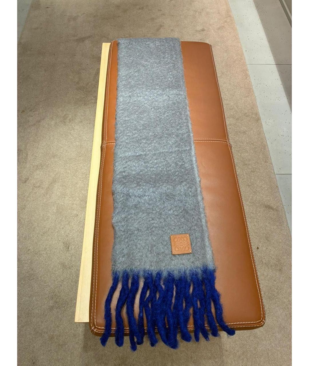 LOEWE Серый шерстяной шарф, фото 2