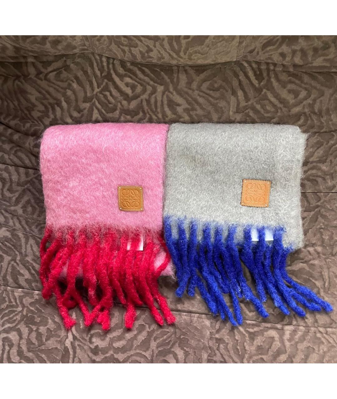 LOEWE Серый шерстяной шарф, фото 8