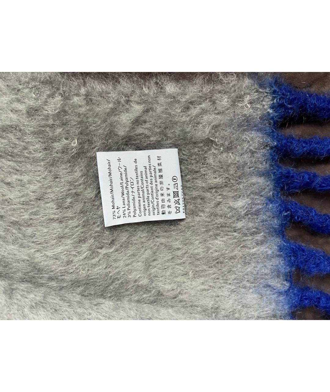 LOEWE Серый шерстяной шарф, фото 6