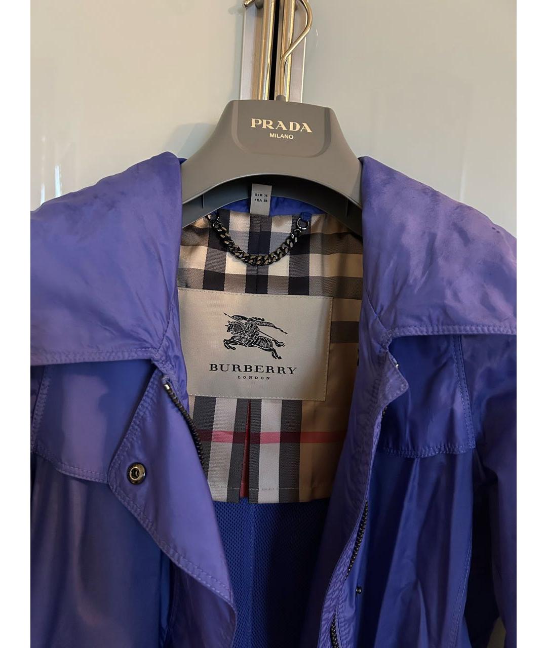 BURBERRY Синяя полиэстеровая куртка, фото 3