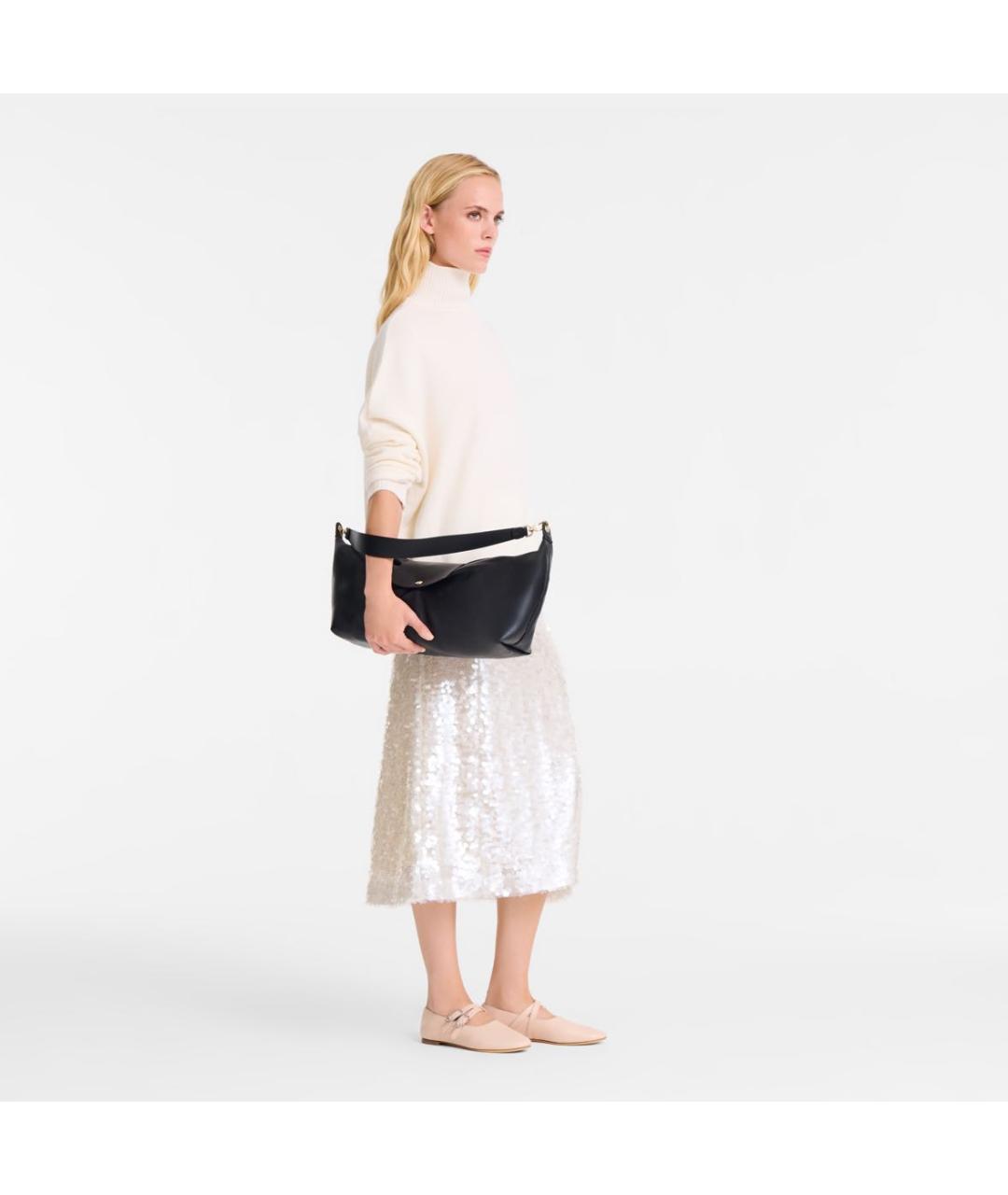 LONGCHAMP Черная кожаная сумка с короткими ручками, фото 2