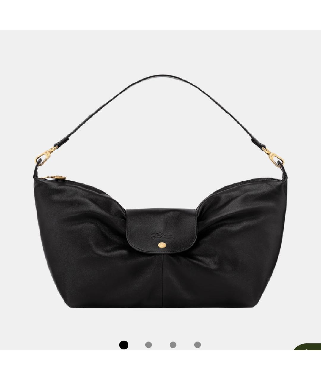 LONGCHAMP Черная кожаная сумка с короткими ручками, фото 5