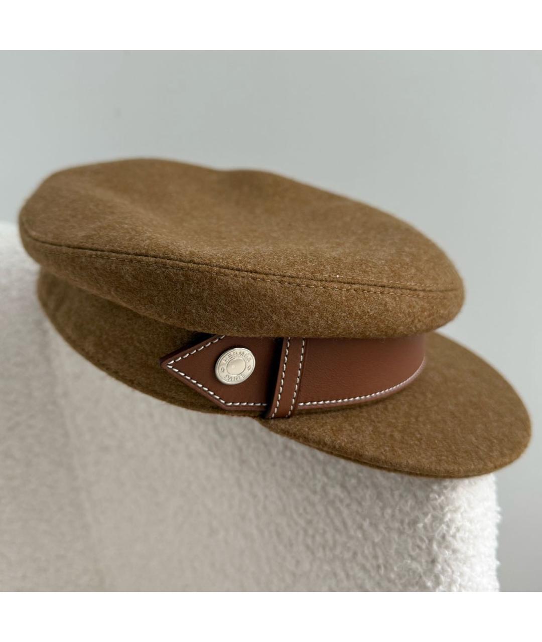 HERMES Коричневая шерстяная кепка, фото 3