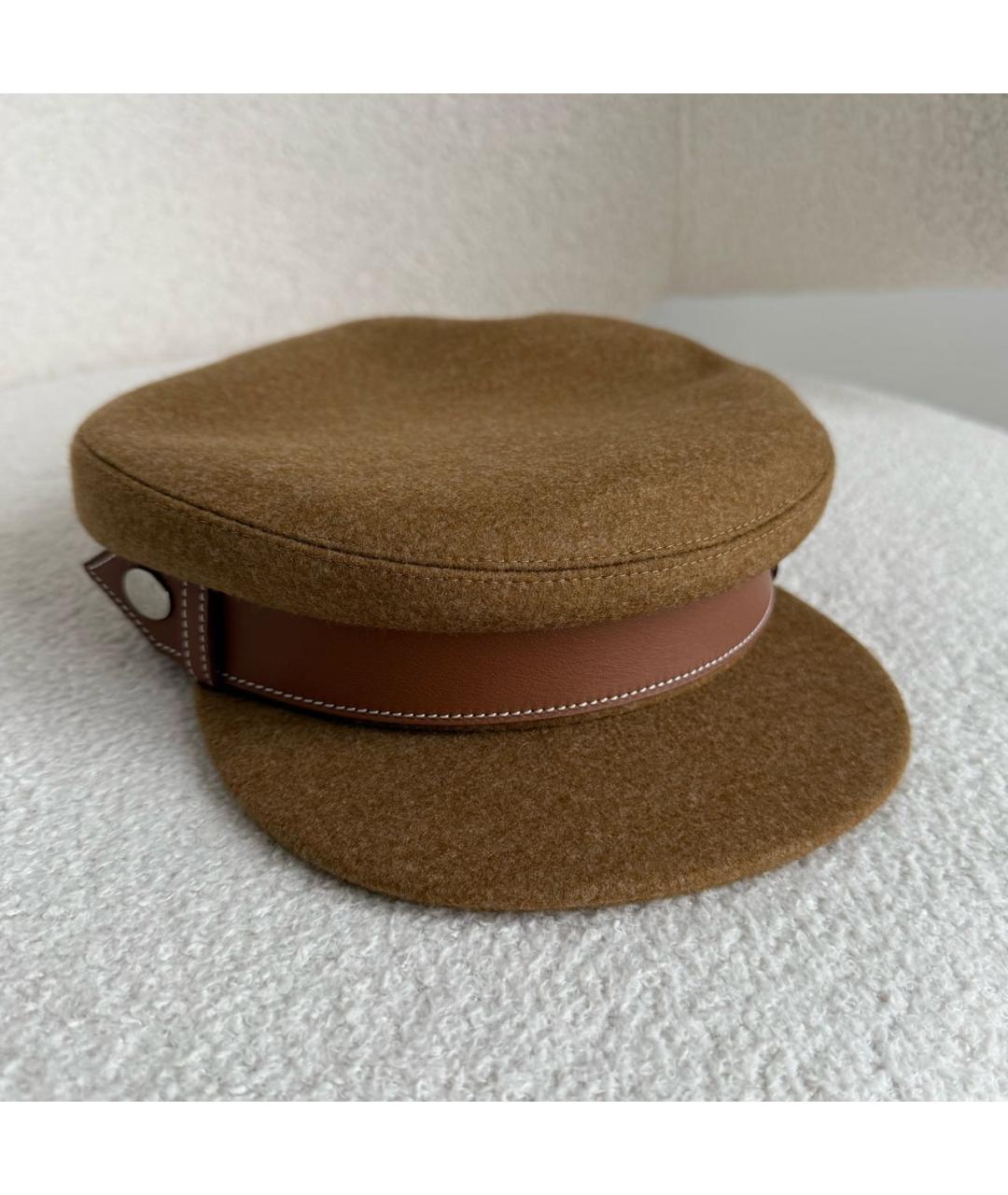HERMES Коричневая шерстяная кепка, фото 2