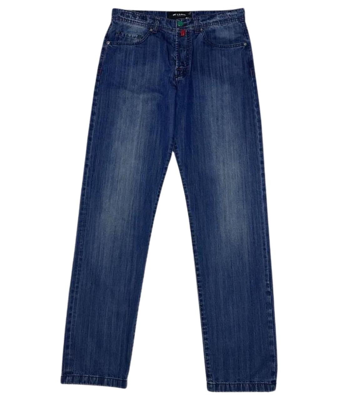 KITON Синие хлопковые прямые джинсы, фото 1