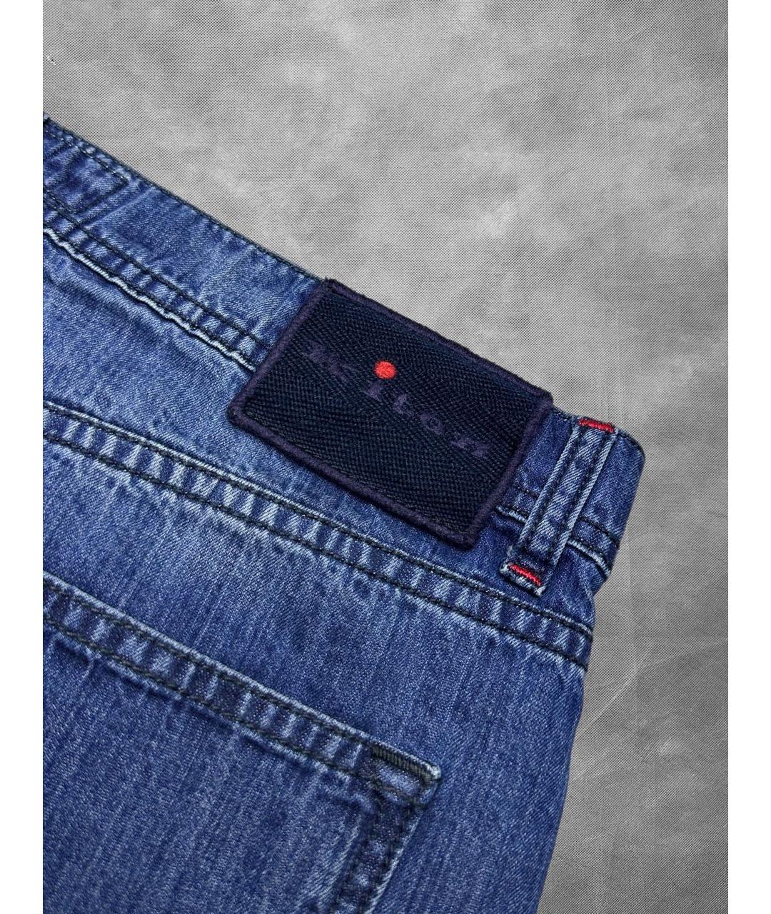KITON Синие хлопковые прямые джинсы, фото 4