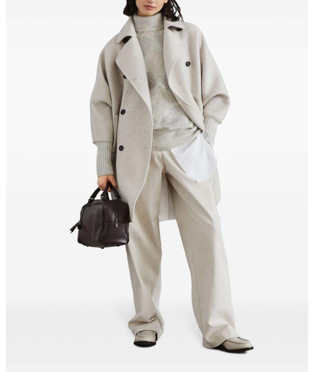 BRUNELLO CUCINELLI Бежевое кашемировое пальто, фото 8