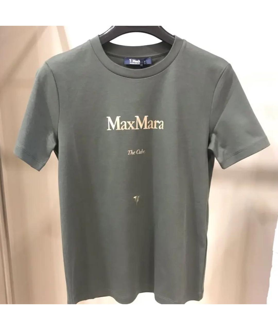 'S MAX MARA Хаки хлопковая футболка, фото 4