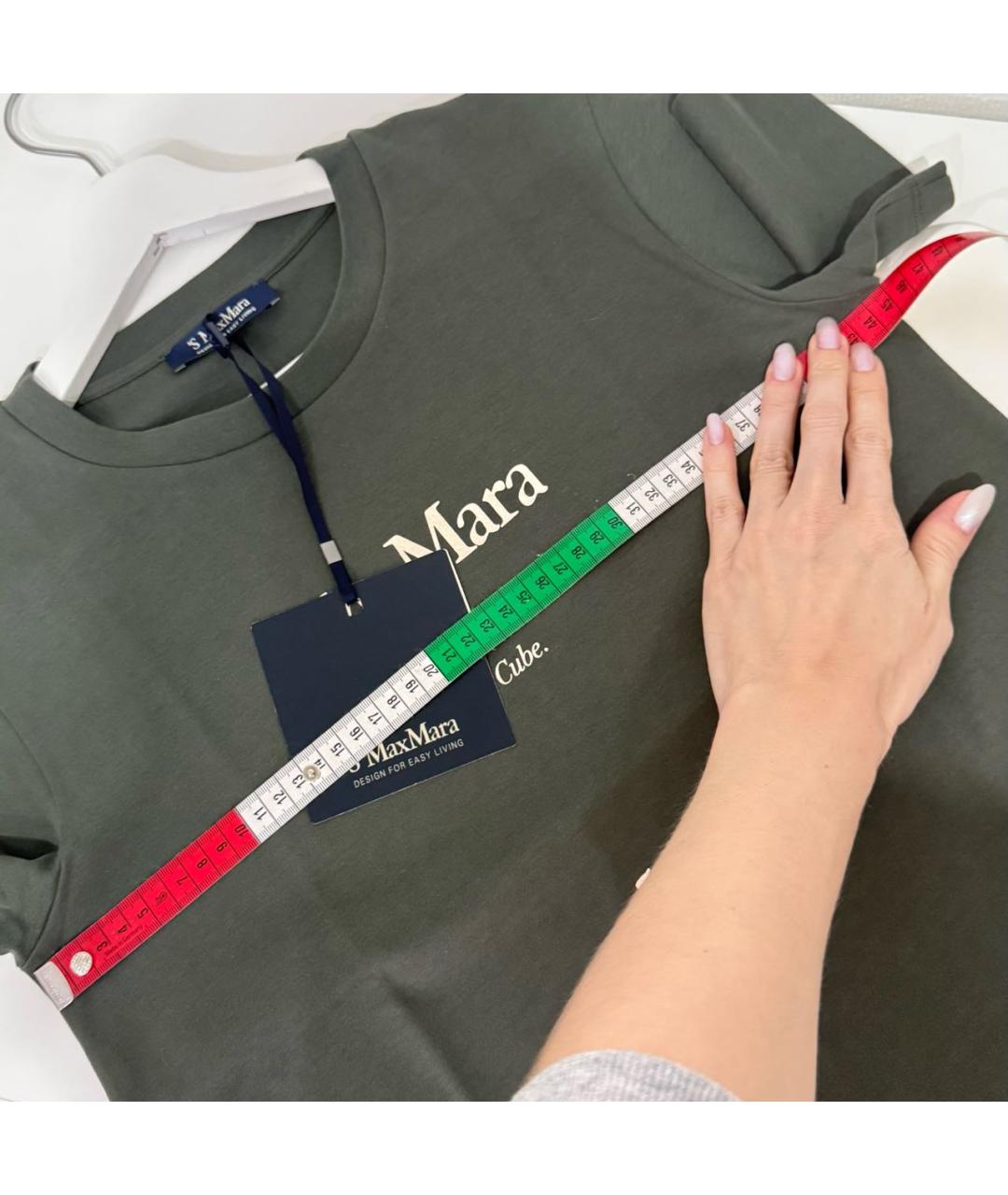 'S MAX MARA Хаки хлопковая футболка, фото 6