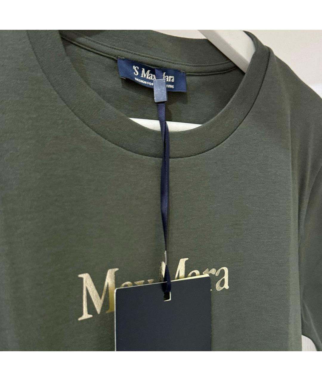 'S MAX MARA Хаки хлопковая футболка, фото 5