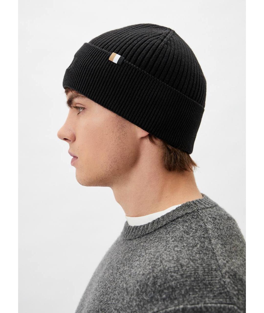 HUGO BOSS Черная хлопковая шапка, фото 5