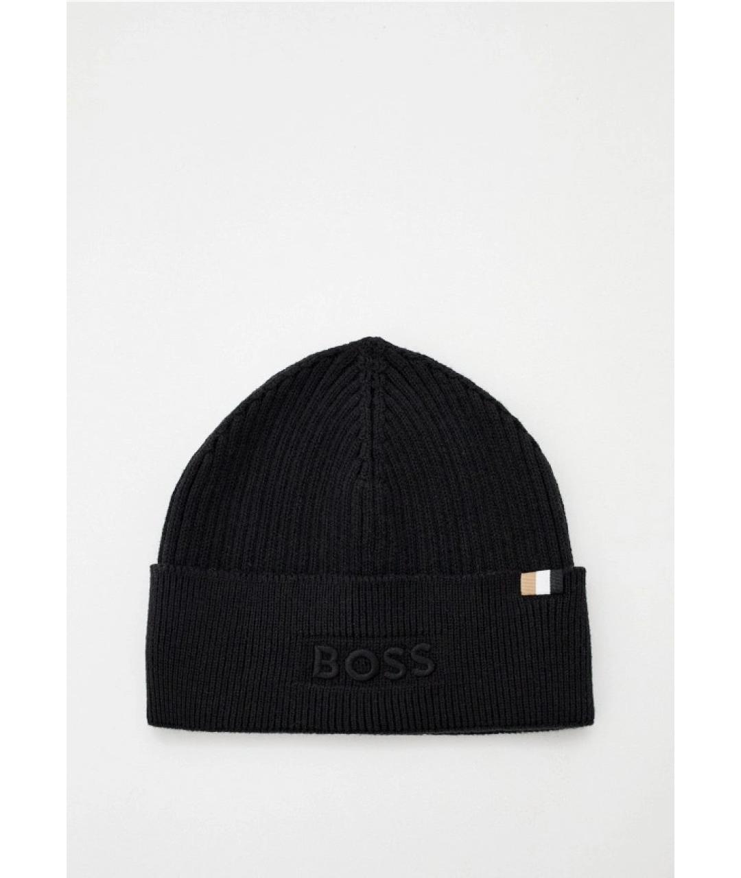 HUGO BOSS Черная хлопковая шапка, фото 6