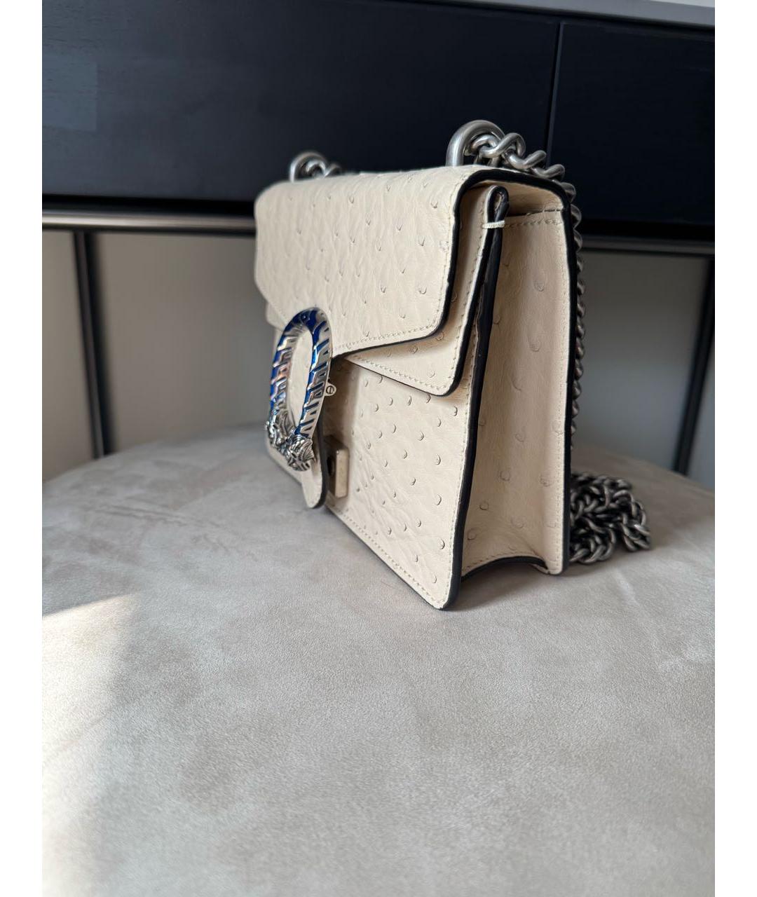 GUCCI Белая сумка через плечо из экзотической кожи, фото 4