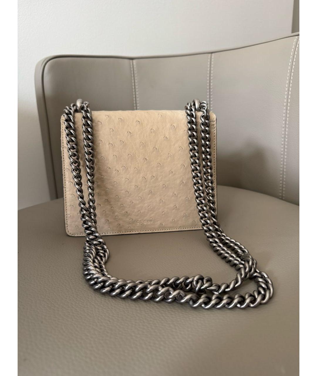 GUCCI Белая сумка через плечо из экзотической кожи, фото 5