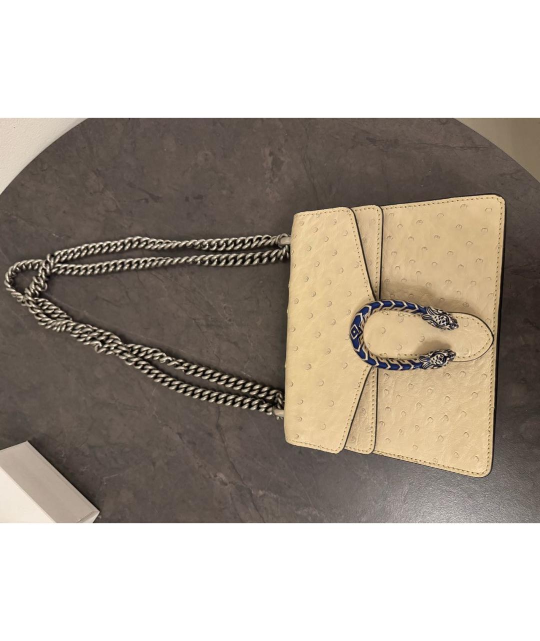 GUCCI Белая сумка через плечо из экзотической кожи, фото 3