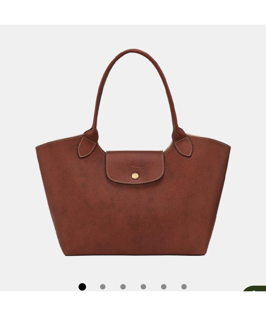 LONGCHAMP Коричневая кожаная сумка тоут, фото 5