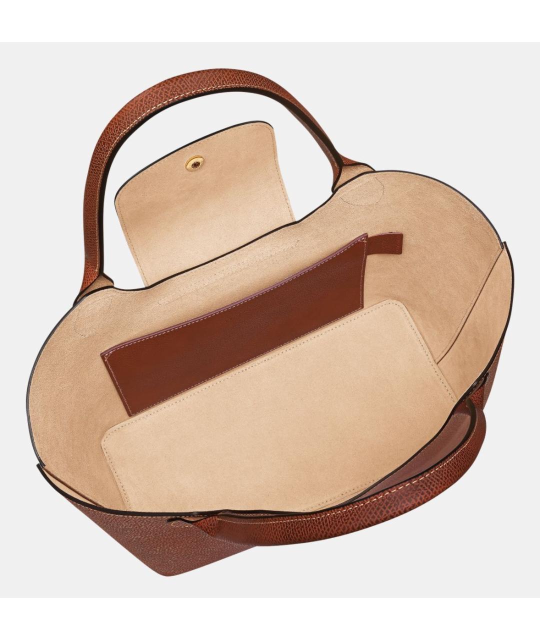LONGCHAMP Коричневая кожаная сумка тоут, фото 4