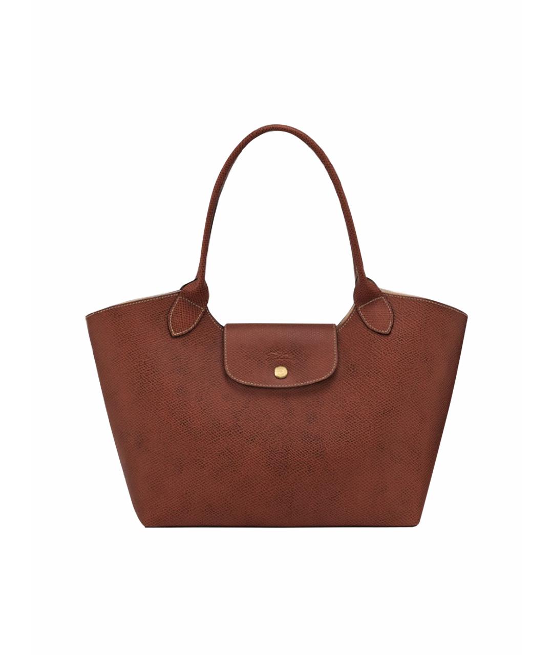 LONGCHAMP Коричневая кожаная сумка тоут, фото 1