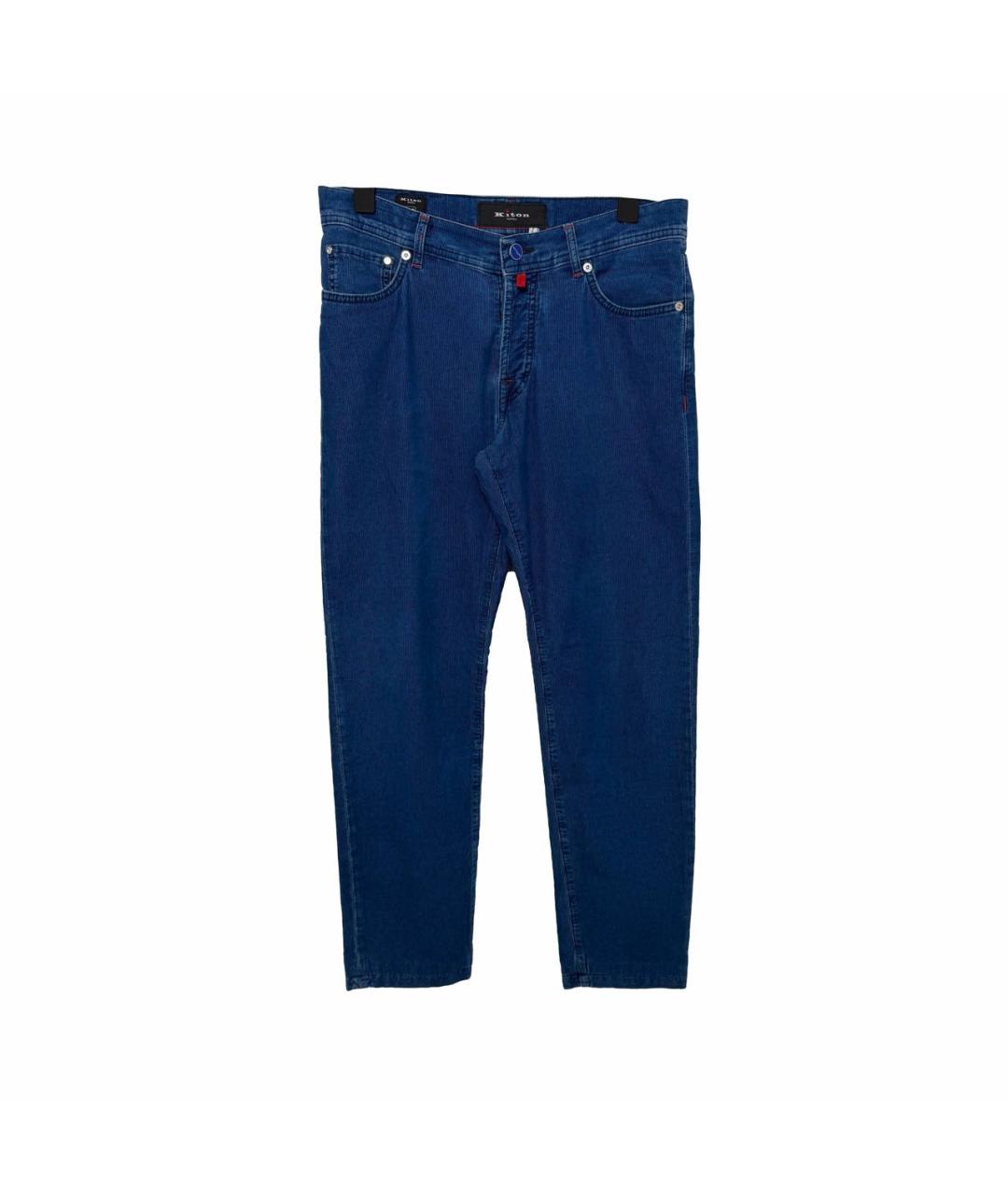 KITON Синие хлопковые прямые джинсы, фото 4