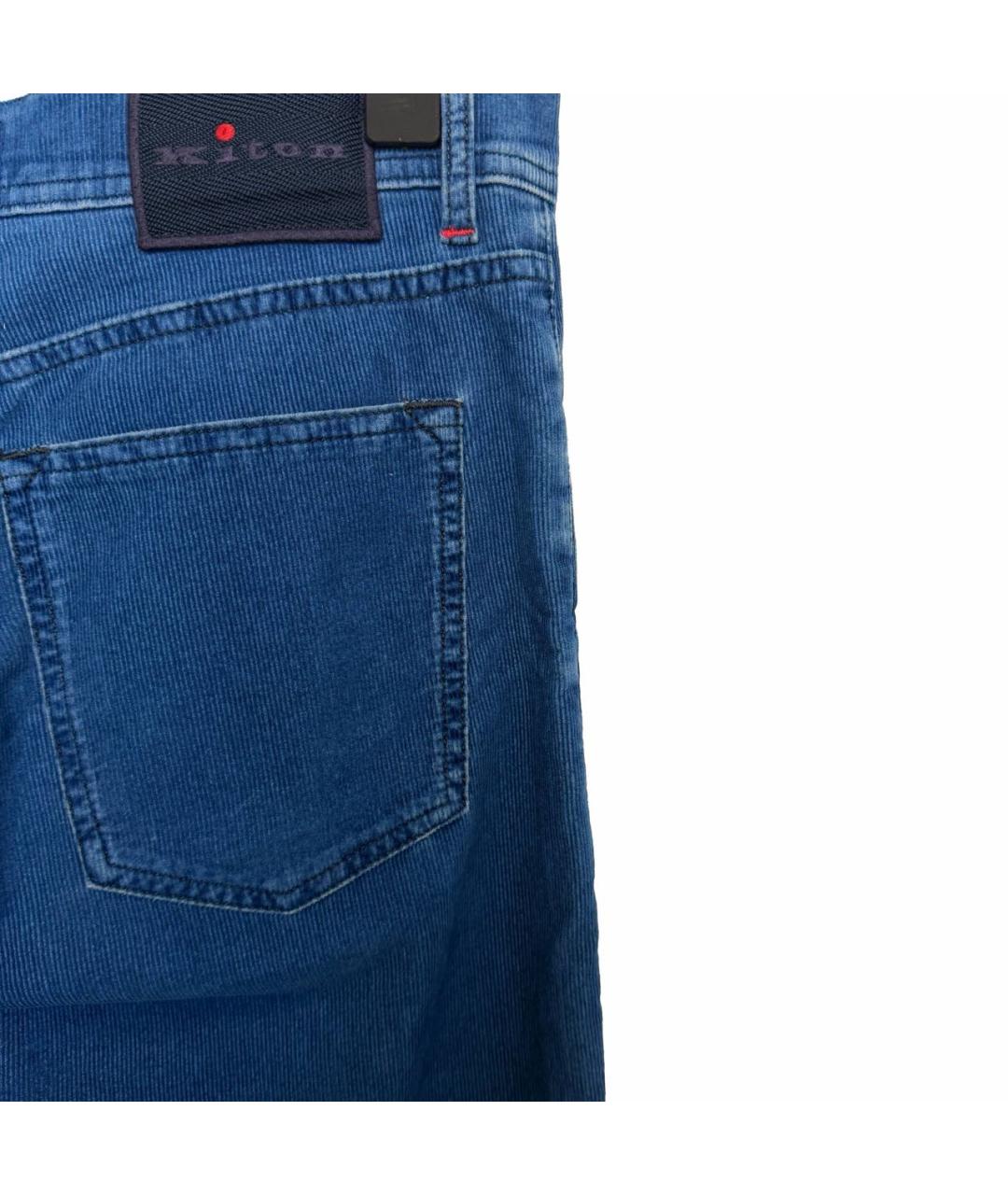 KITON Синие хлопковые прямые джинсы, фото 2