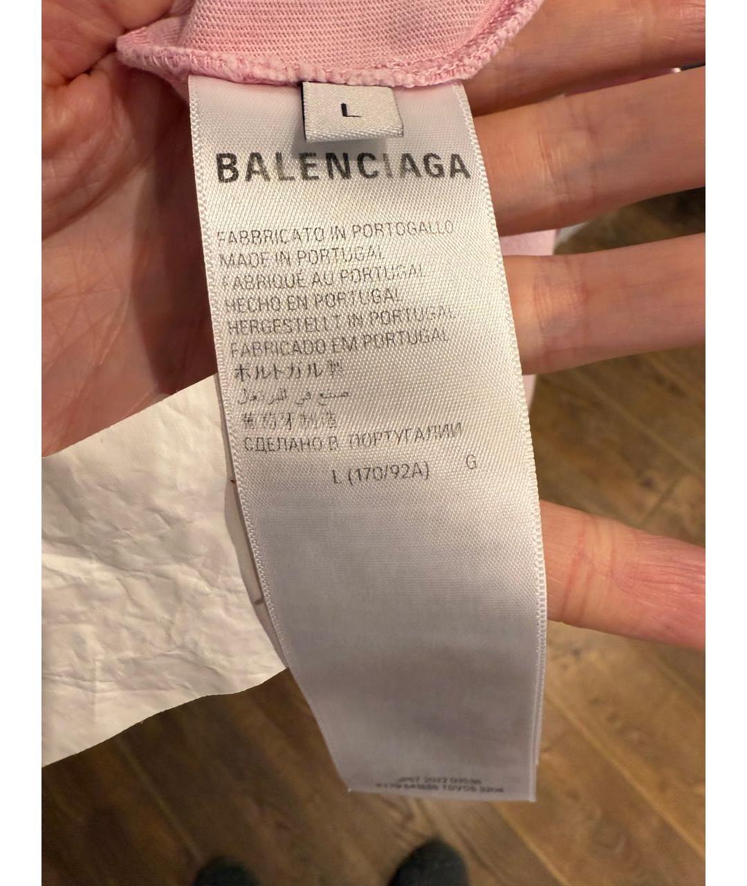 BALENCIAGA Розовая хлопковая футболка, фото 3