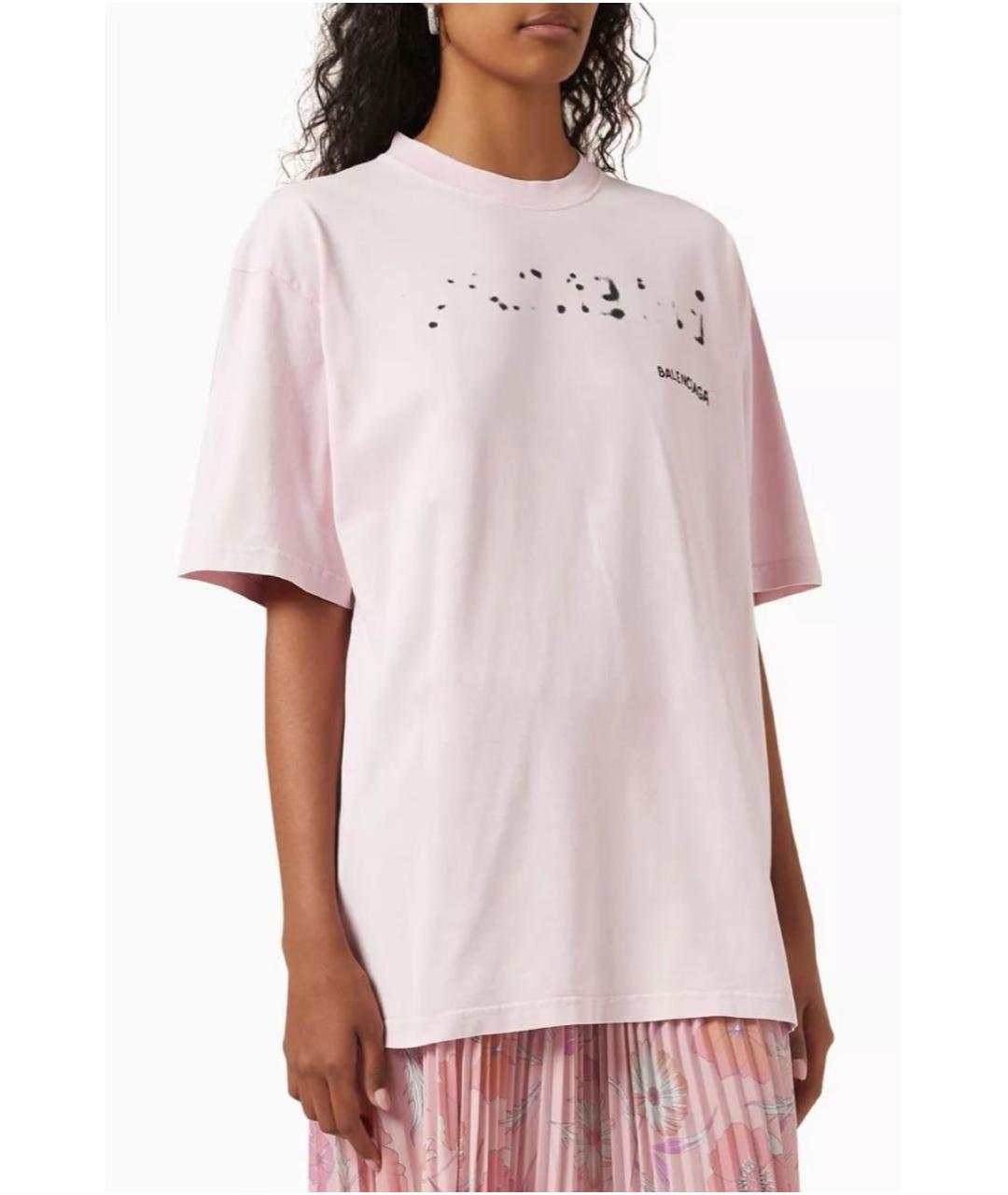 BALENCIAGA Розовая хлопковая футболка, фото 8