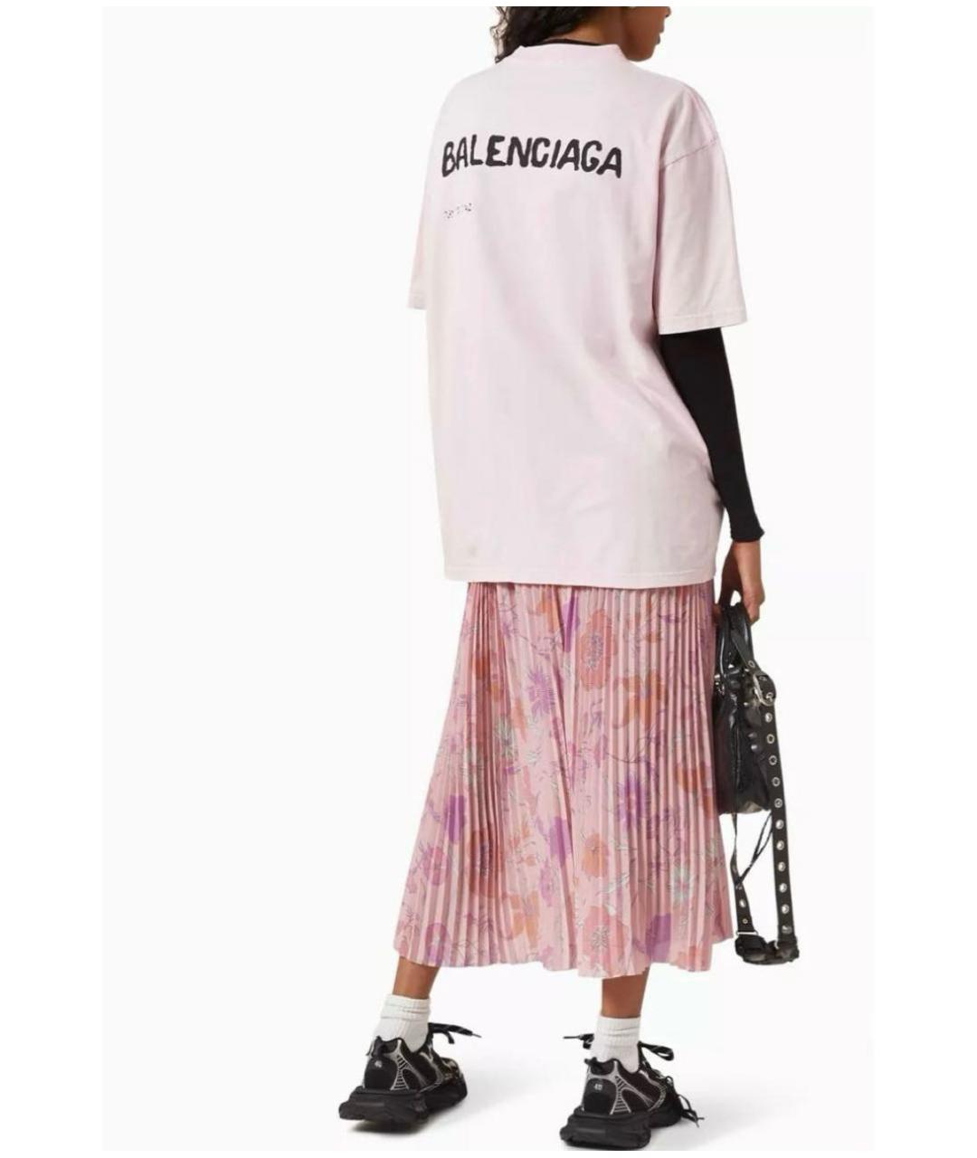 BALENCIAGA Розовая хлопковая футболка, фото 6