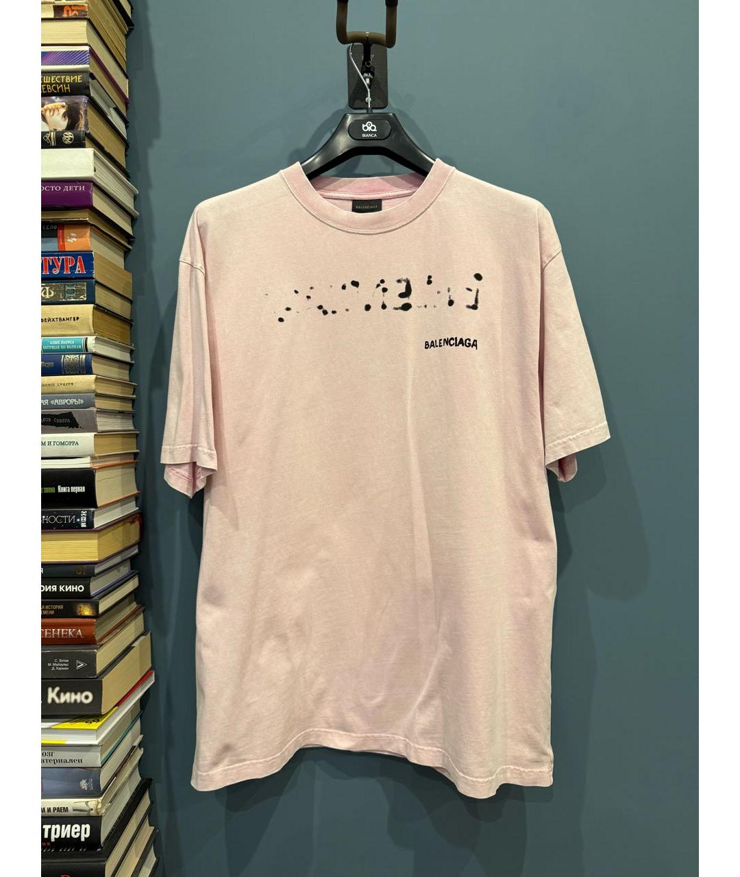 BALENCIAGA Розовая хлопковая футболка, фото 9