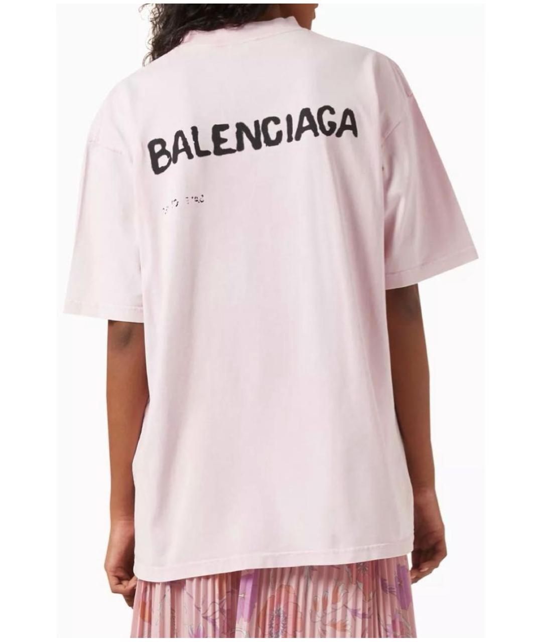 BALENCIAGA Розовая хлопковая футболка, фото 7