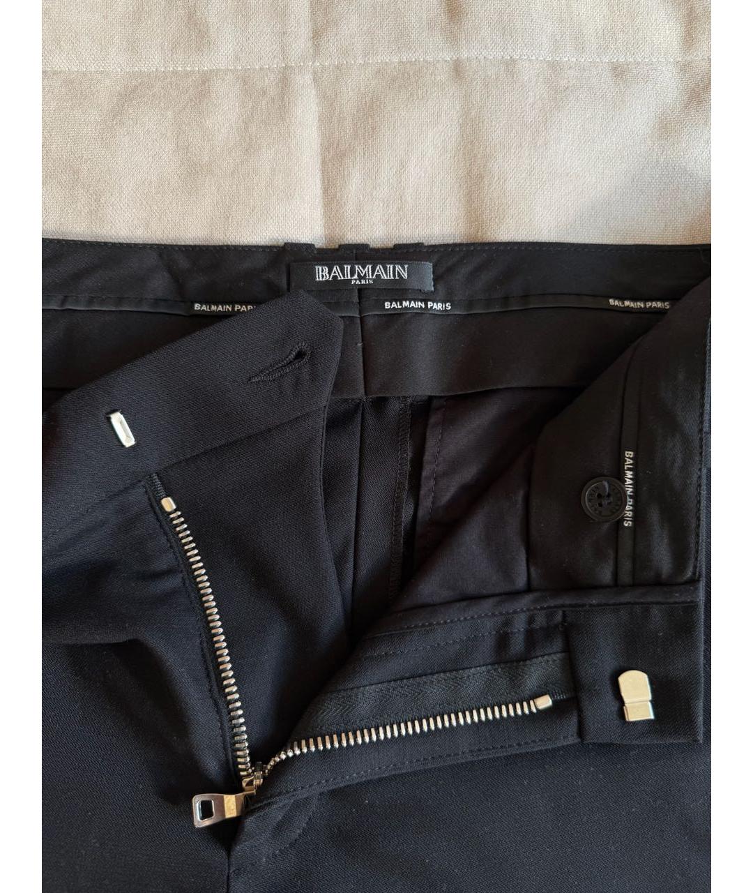 BALMAIN Черные хлопко-эластановые классические брюки, фото 3