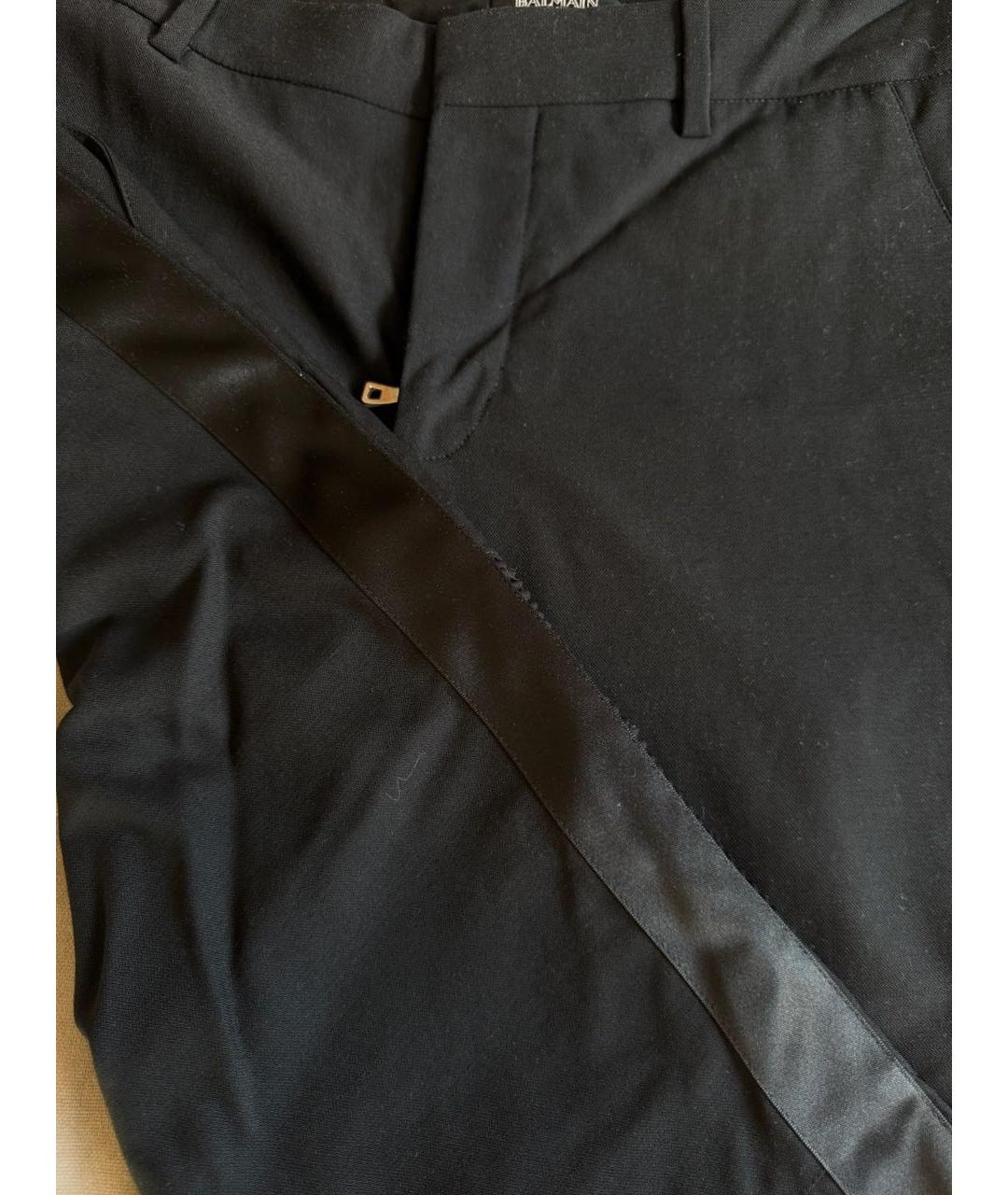 BALMAIN Черные хлопко-эластановые классические брюки, фото 7
