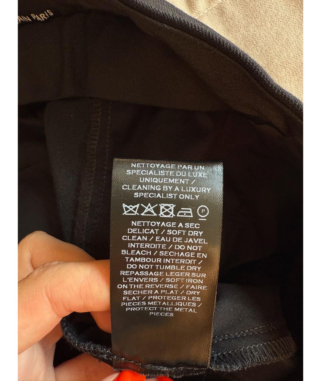 BALMAIN Черные хлопко-эластановые классические брюки, фото 6