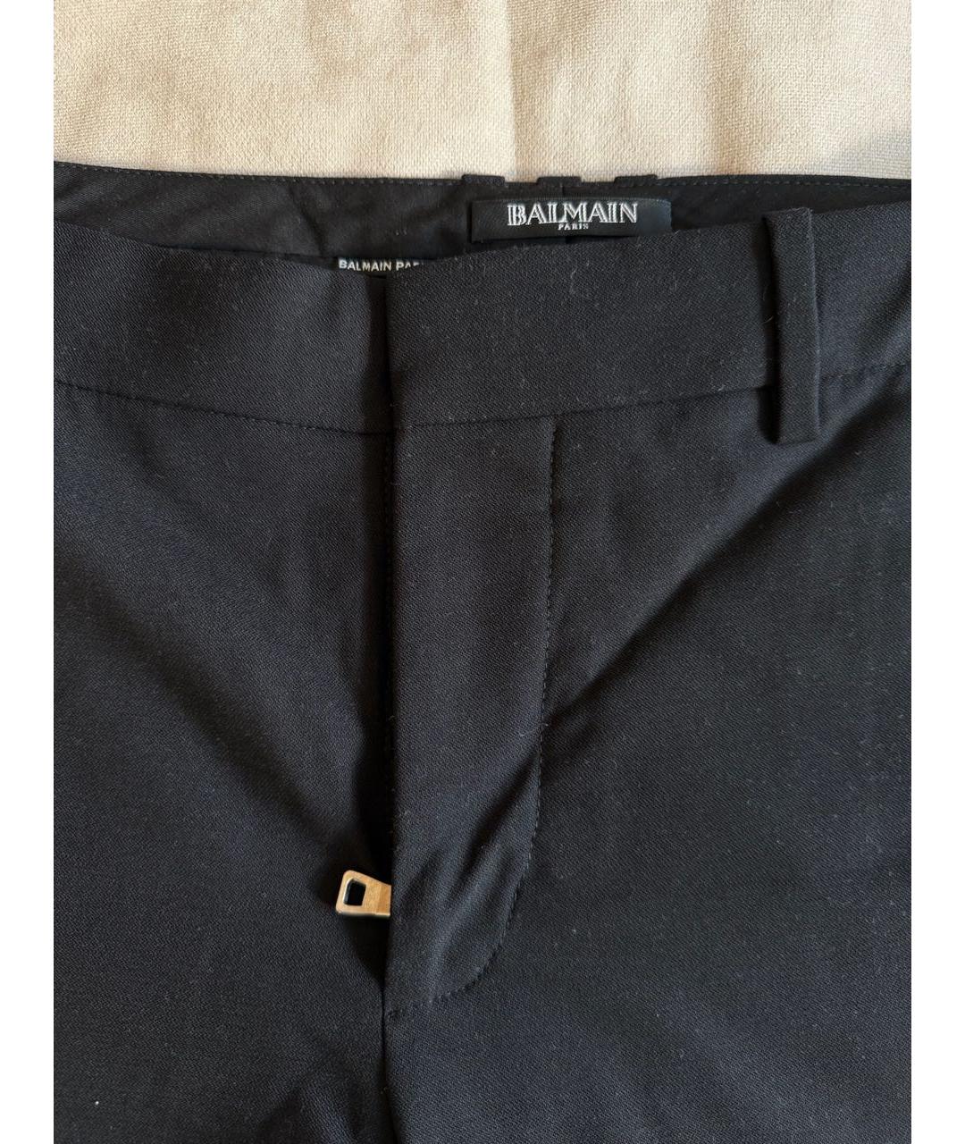 BALMAIN Черные хлопко-эластановые классические брюки, фото 4