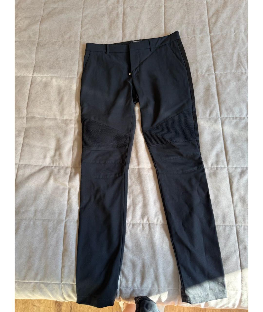 BALMAIN Черные хлопко-эластановые классические брюки, фото 9