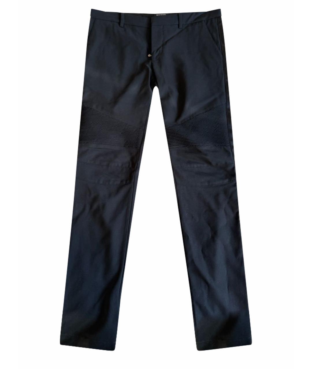 BALMAIN Черные хлопко-эластановые классические брюки, фото 1