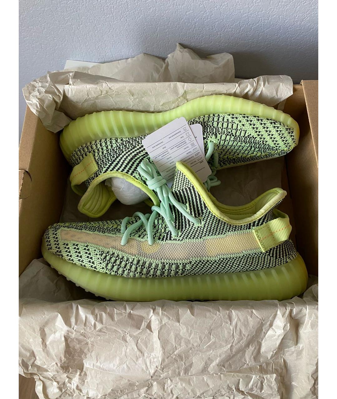 ADIDAS YEEZY Салатовые текстильные низкие кроссовки / кеды, фото 2