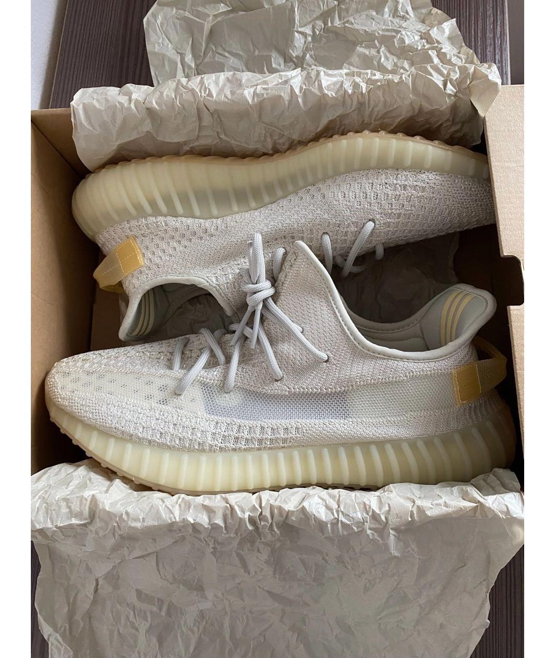 ADIDAS YEEZY Бежевые текстильные низкие кроссовки / кеды, фото 2