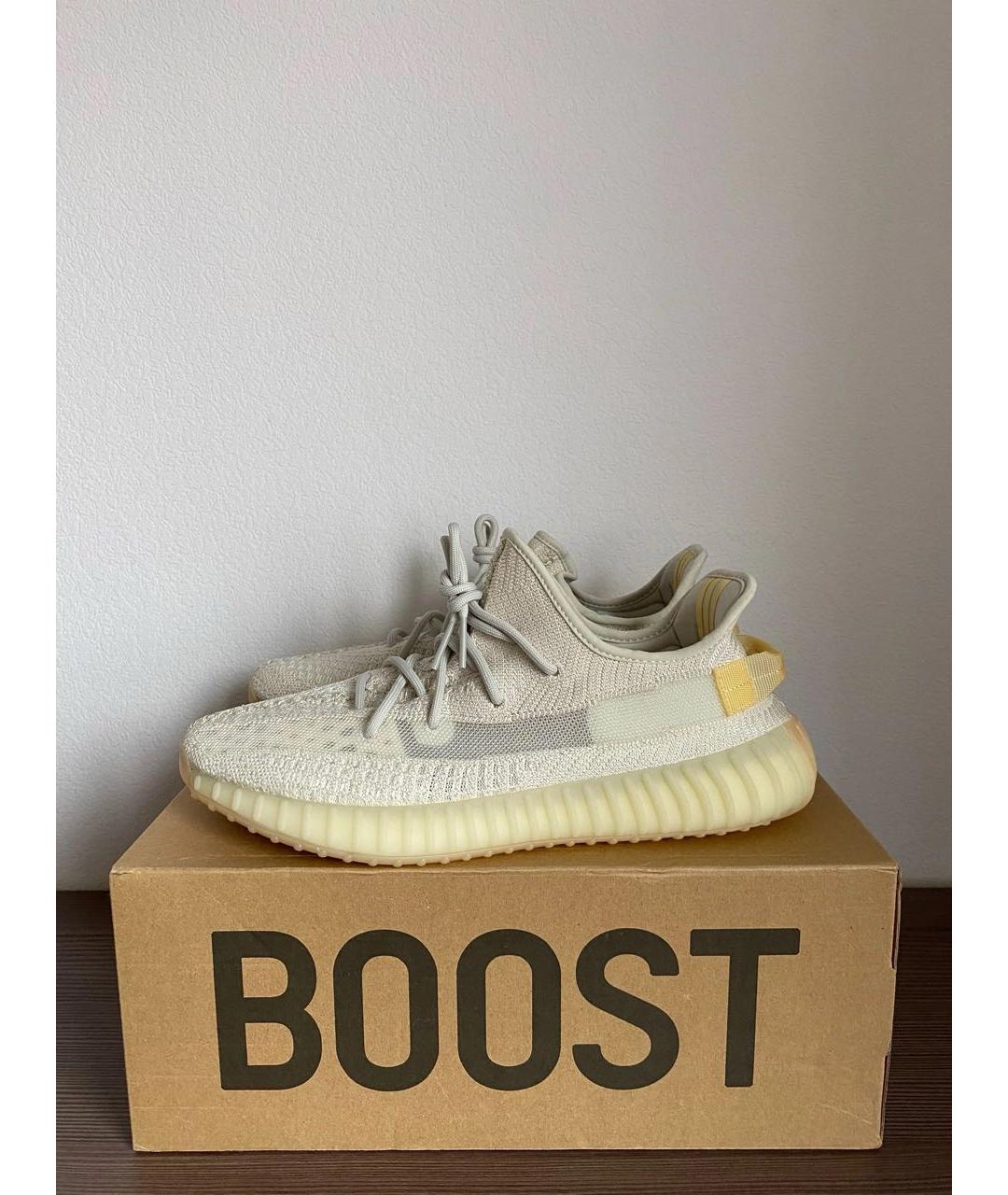 ADIDAS YEEZY Бежевые текстильные низкие кроссовки / кеды, фото 3