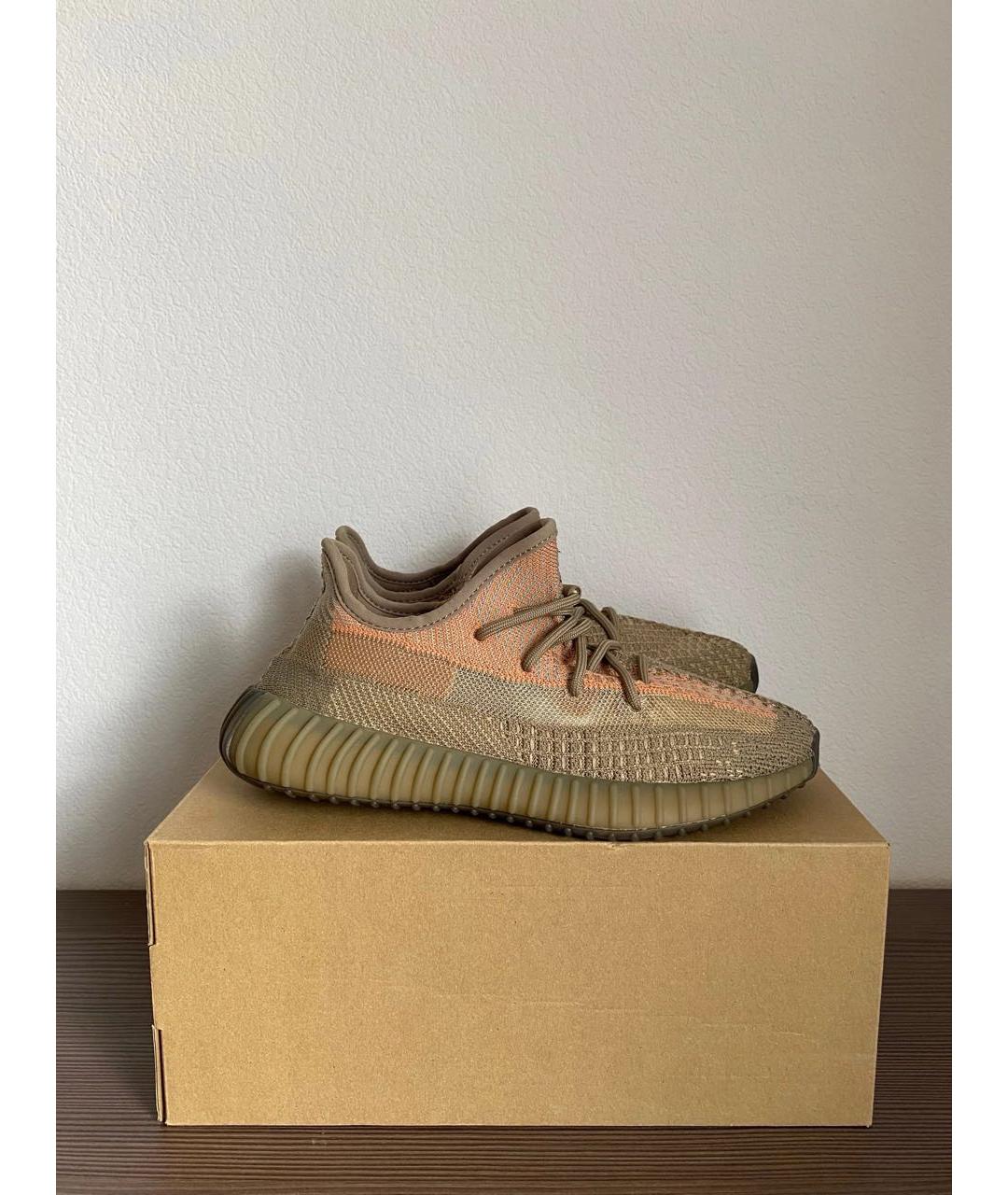 ADIDAS YEEZY Бежевые текстильные низкие кроссовки / кеды, фото 4