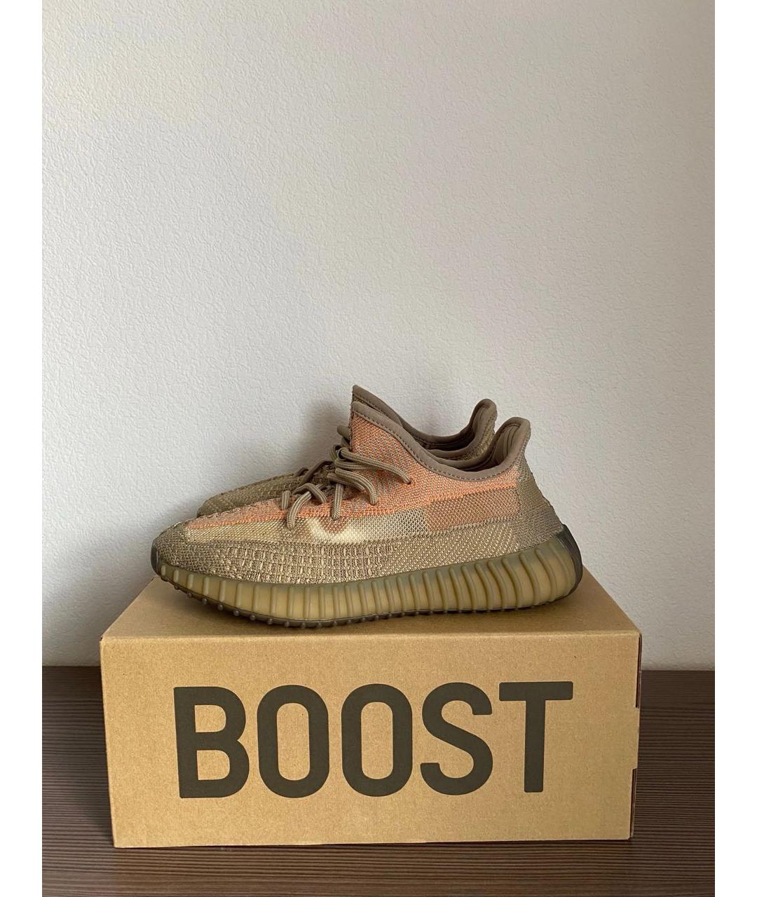 ADIDAS YEEZY Бежевые текстильные низкие кроссовки / кеды, фото 3