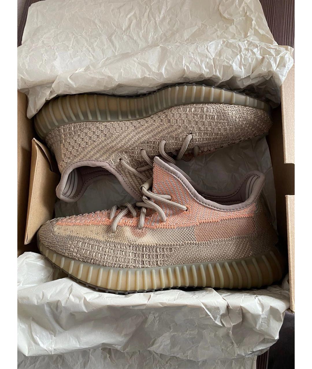 ADIDAS YEEZY Бежевые текстильные низкие кроссовки / кеды, фото 2