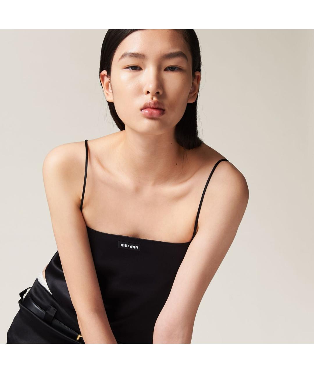 MIU MIU Черная вискозная майка, фото 2
