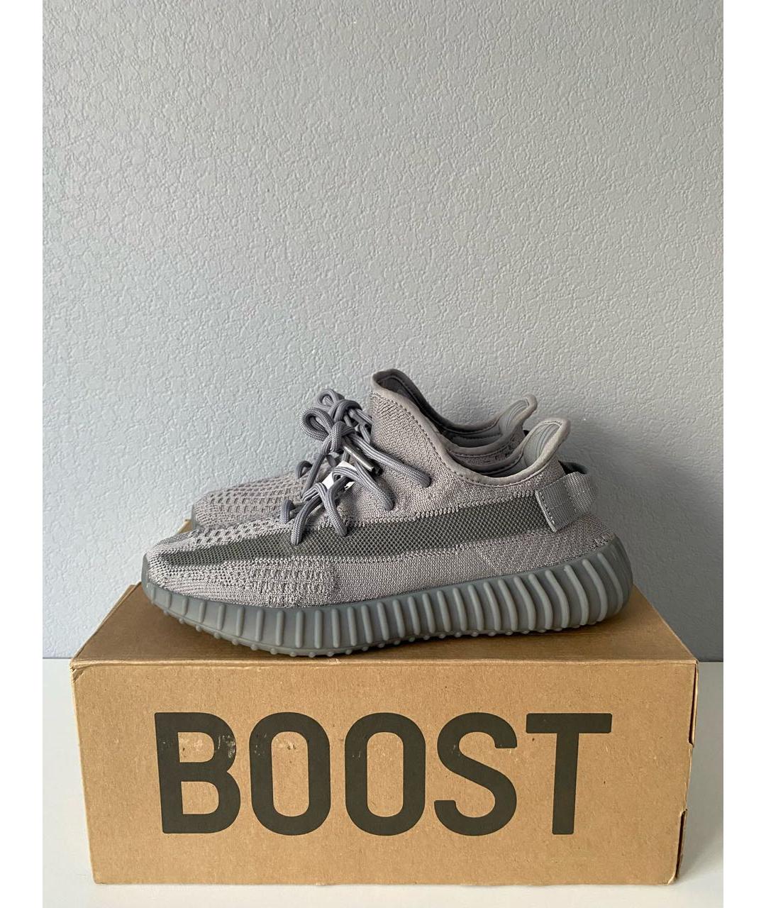 ADIDAS YEEZY Серые текстильные низкие кроссовки / кеды, фото 3